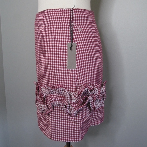 Lovers+ Friends  Ballard Mini Ruffle Check Print Skirt Red - Picture 6 of 12